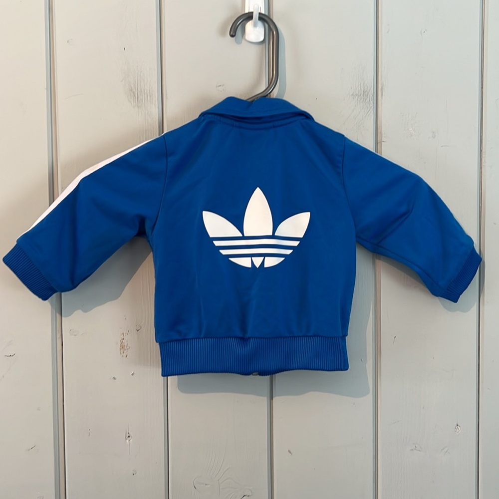 Adidas Trefoil Zip Up Track Jacket Baby Infant Size 6 months Blue